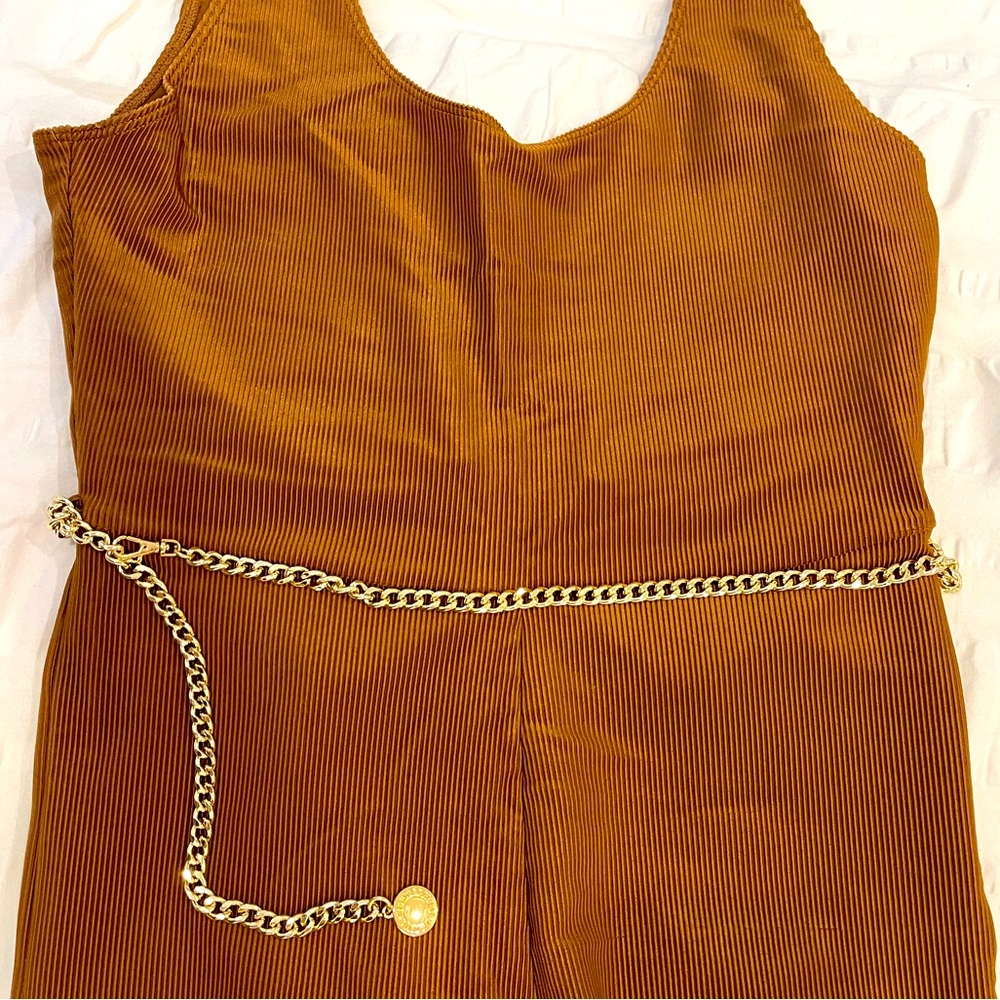 We wore what Copper ribbed jumpsuit. Size M.